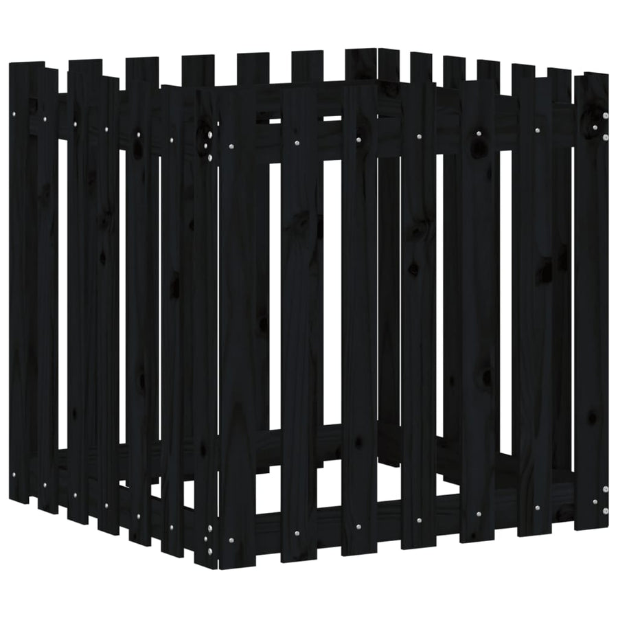 Garden Planter with Fence Design Black 70x70x70 cm