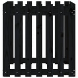 Garden Planter with Fence Design Black 70x70x70 cm Solid Wood Pine