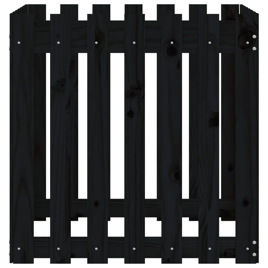 Garden Planter with Fence Design Black 70x70x70 cm