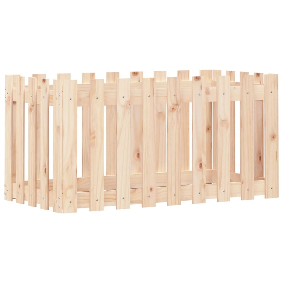 Garden Raised Bed with Fence Design 100x50x50cm Solid Wood Pine