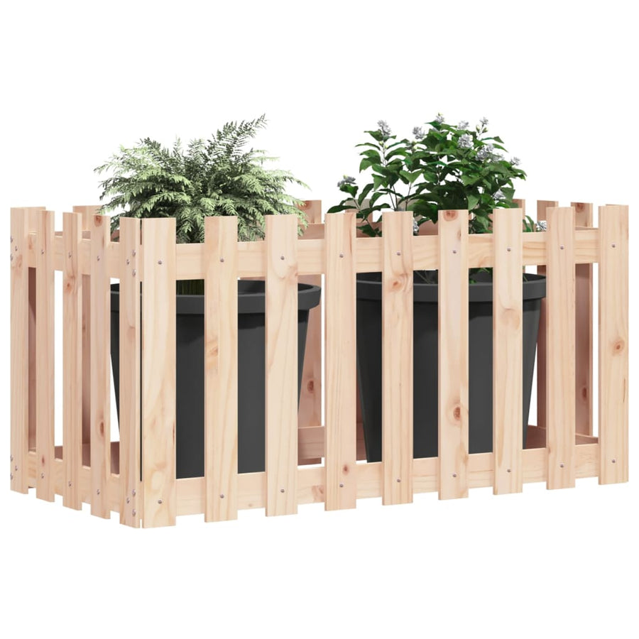 Garden Raised Bed with Fence Design 100x50x50cm Solid Wood Pine