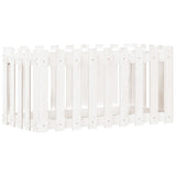 Garden Raised Bed with Fence Design White 100x50x50 cm Solid Wood Pine - Front View