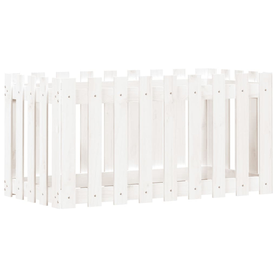 Garden Raised Bed with Fence Design White 100x50x50 cm