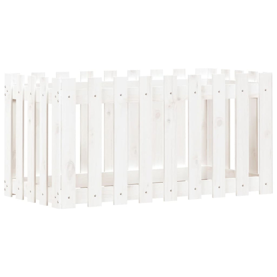 Garden Raised Bed with Fence Design White 100x50x50 cm