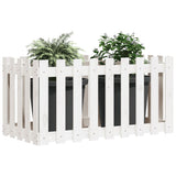 Garden Raised Bed with Fence Design White 100x50x70 cm Solid Wood Pine - Side View