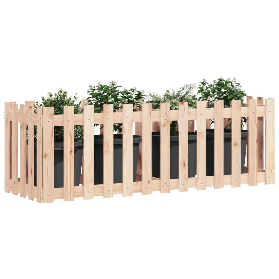 Garden Raised Bed with Fence Design 150x50x50cm Solid Wood Pine