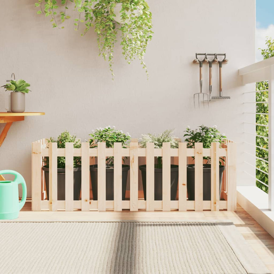 Garden Raised Bed with Fence Design 150x50x50cm Solid Wood Pine