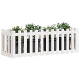 Garden Raised Bed with Fence Design White 150x50x50 cm Solid Wood Pine