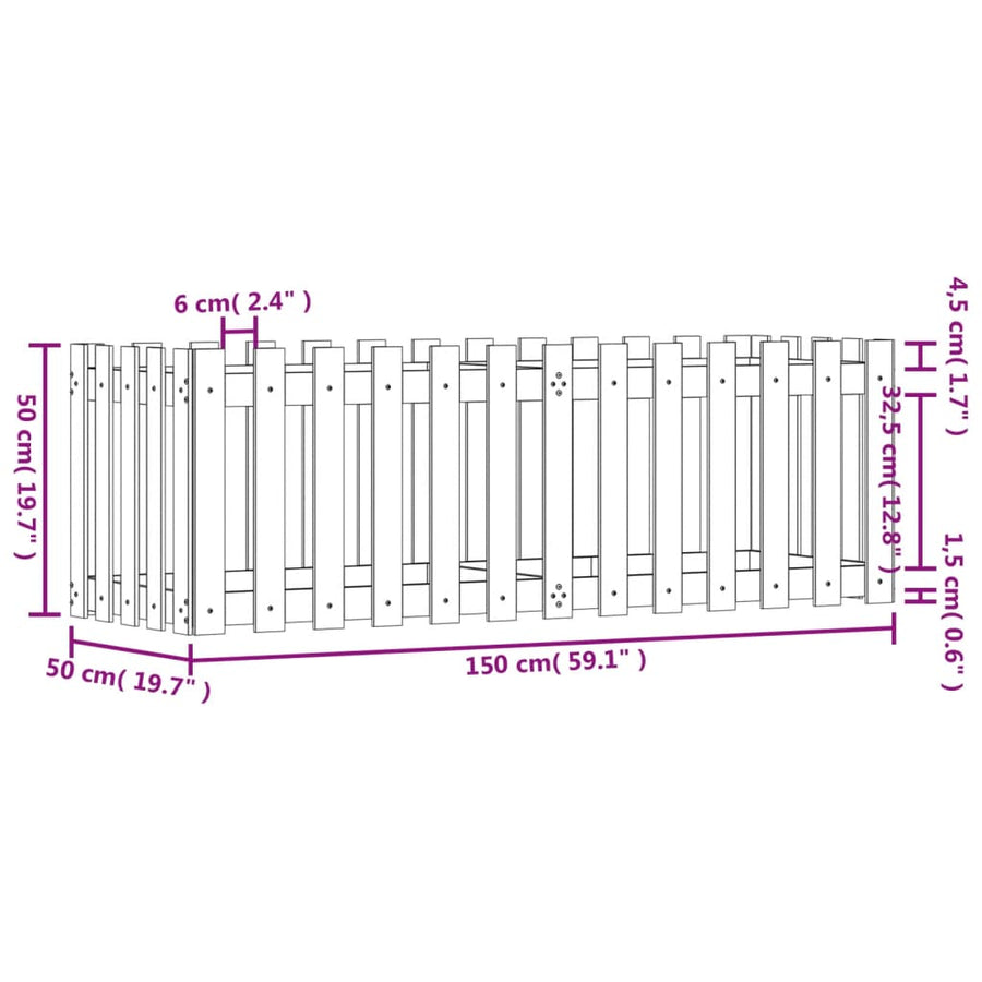 Garden Raised Bed with Fence Design 150x50x50 cm