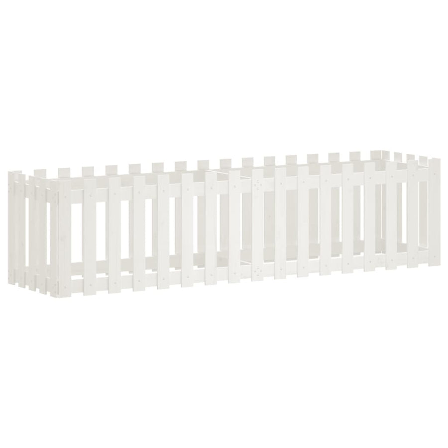 Garden Raised Bed with Fence Design White 200x50x50 cm
