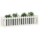 Garden Raised Bed with Fence Design White 200x50x50 cm Solid Wood Pine - Side View