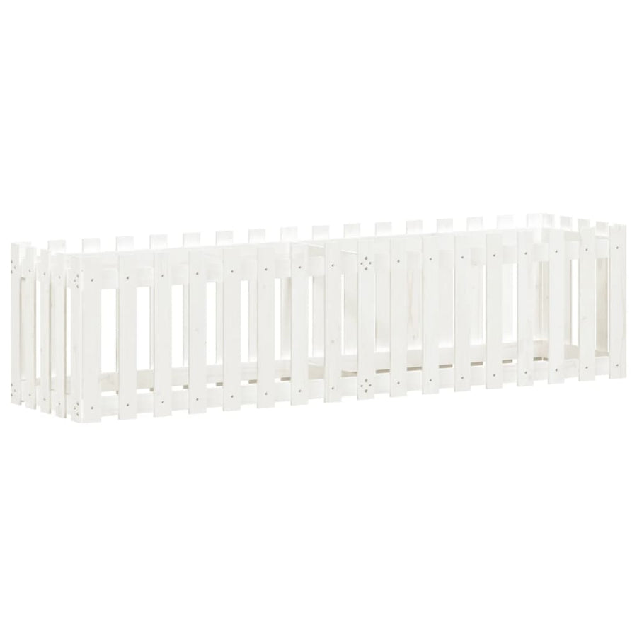 Garden Raised Bed with Fence Design White 200x50x50 cm