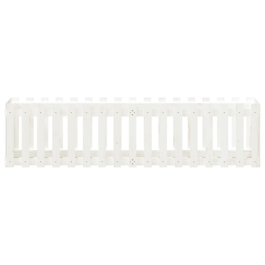 Garden Raised Bed with Fence Design White 200x50x50 cm