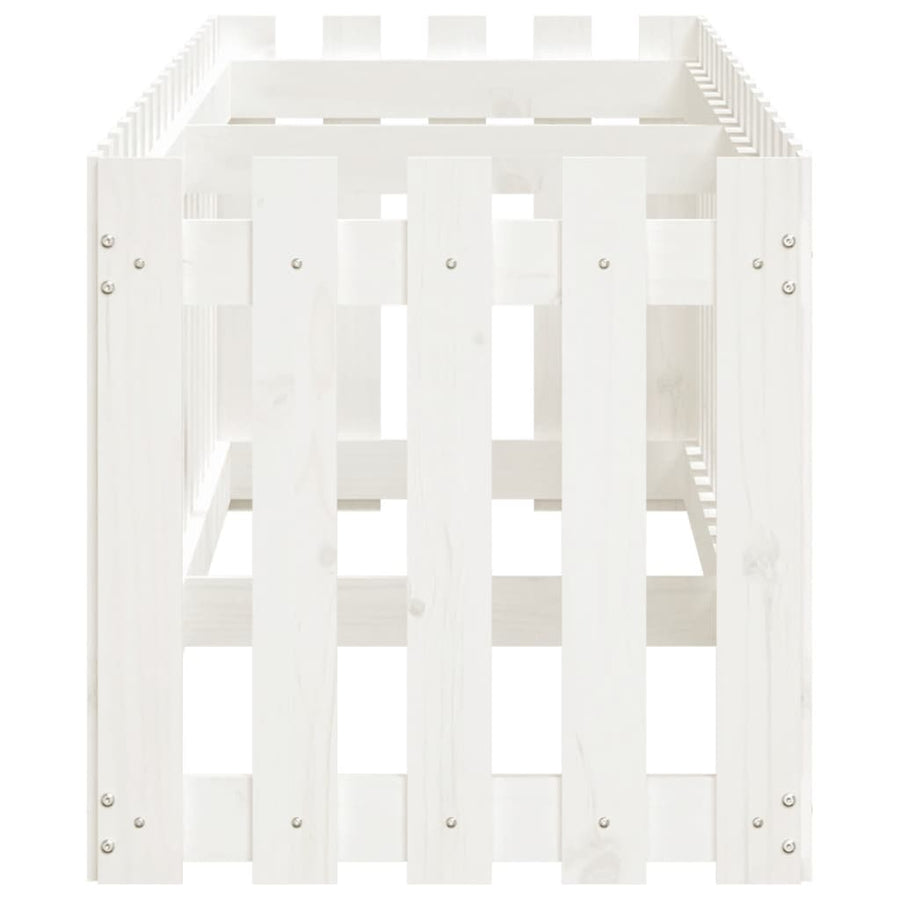 Garden Raised Bed with Fence Design White 200x50x50 cm