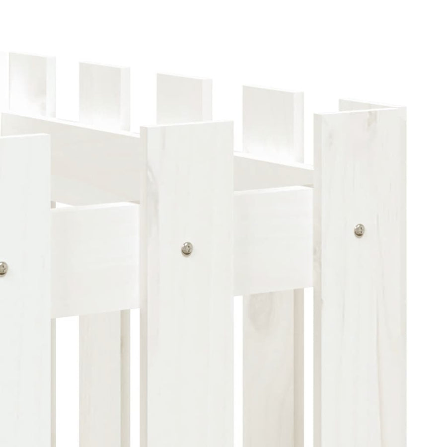 Garden Raised Bed with Fence Design White 200x50x50 cm