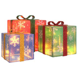 Lighted Christmas Boxes 3 pcs 64 LEDs Warm White - Front View