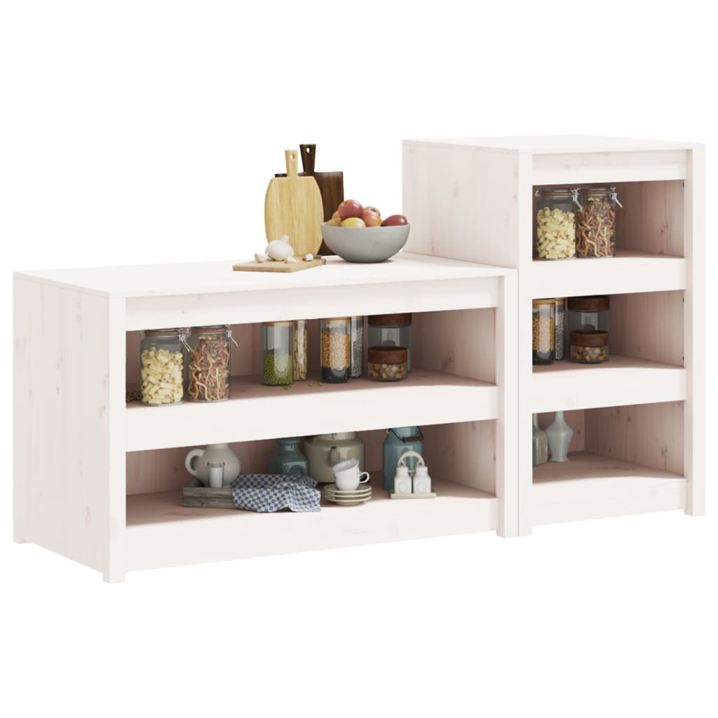 Outdoor Kitchen Cabinets MEPPEL 2 pcs White Solid Wood Pine