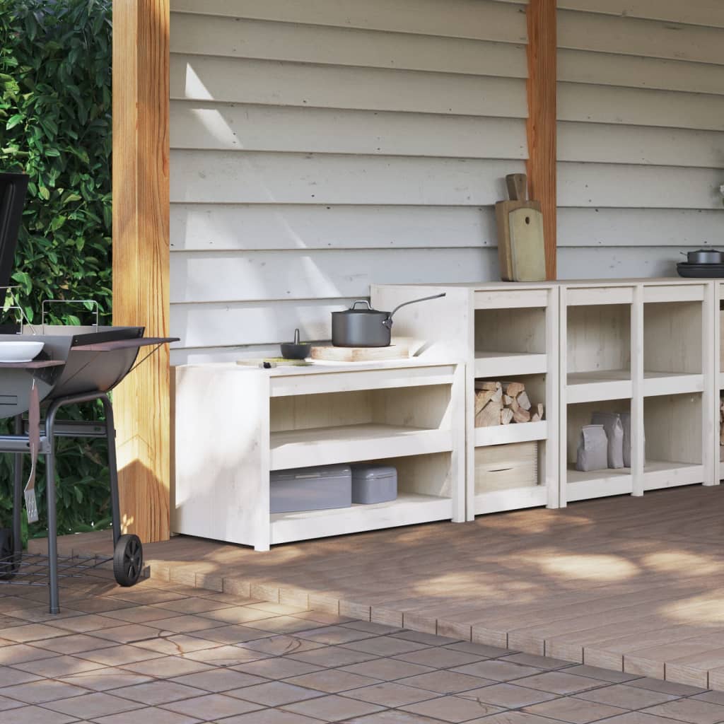 Outdoor Kitchen Cabinets MEPPEL 2 pcs White Solid Wood Pine