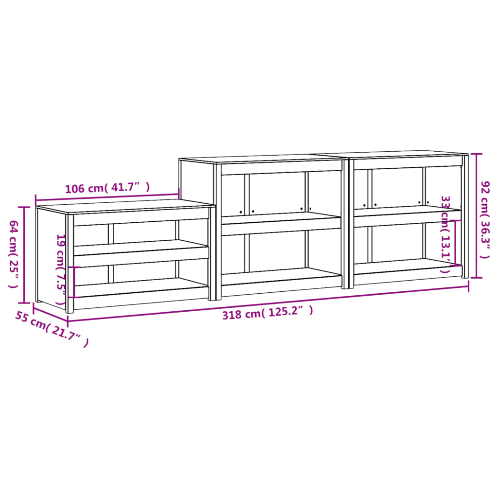Outdoor Kitchen Cabinets MEPPEL 3 pcs Solid Wood Douglas