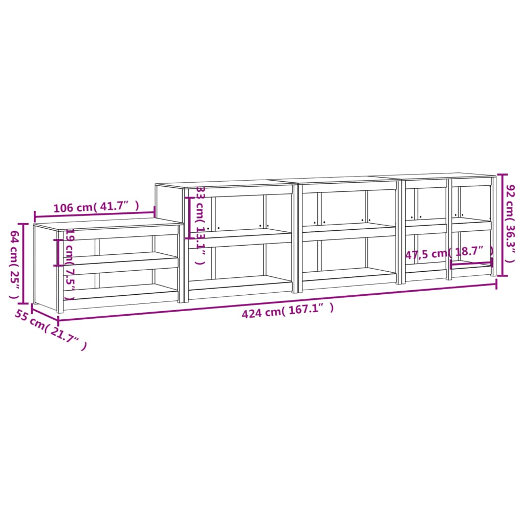 Outdoor Kitchen Cabinets MEPPEL 4 pcs White Solid Wood Pine