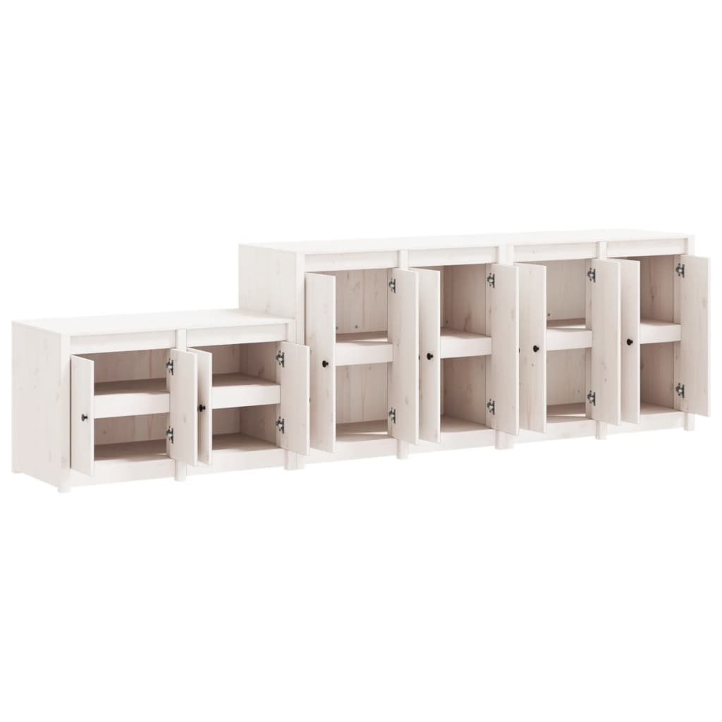 Outdoor Kitchen Cabinets MEPPEL 3 pcs White Solid Wood Pine