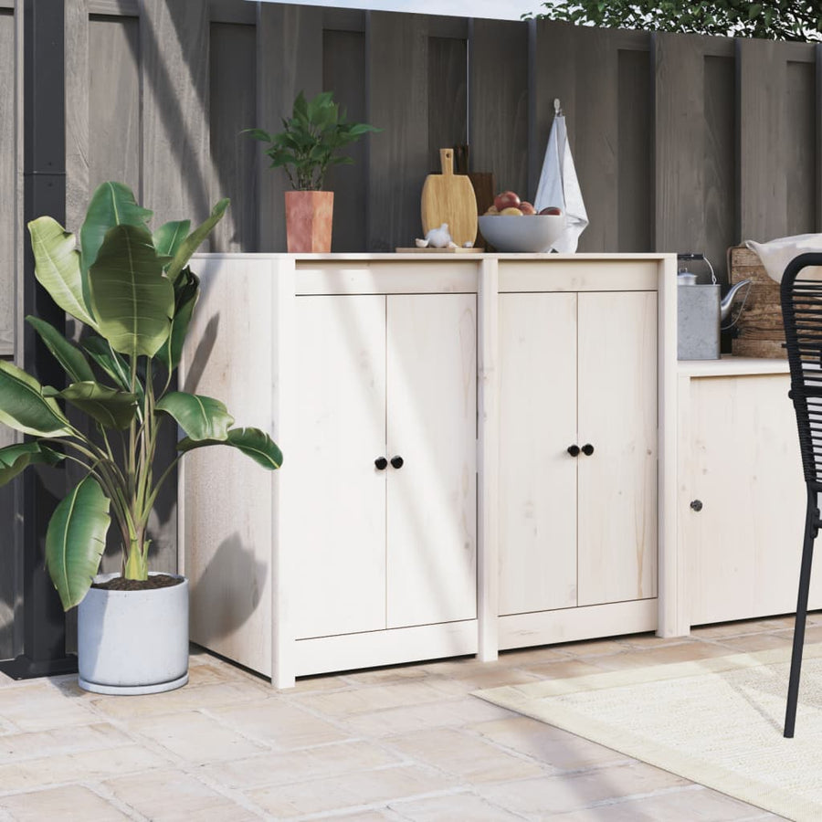 Outdoor Kitchen Cabinet MEPPEL White Solid Wood Pine