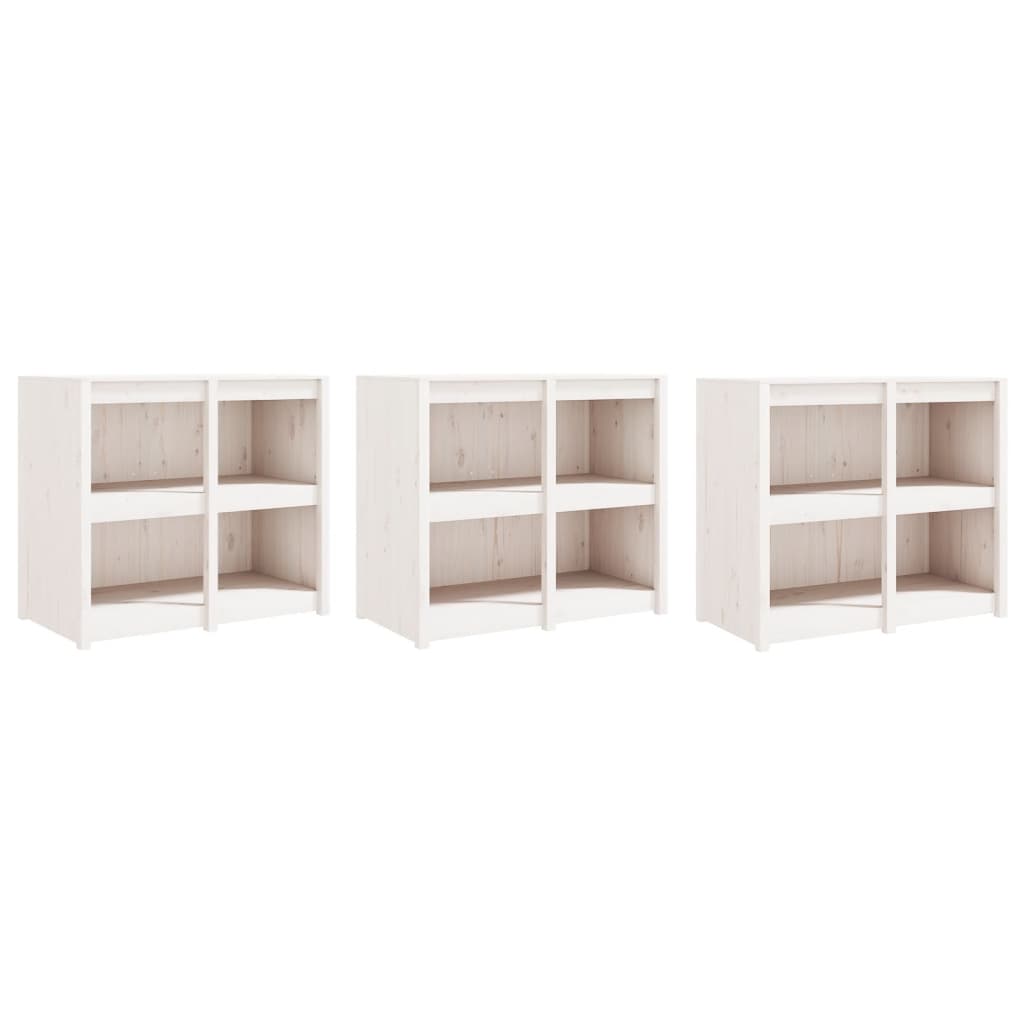 Outdoor Kitchen Cabinets MEPPEL 3 pcs White Solid Wood Pine