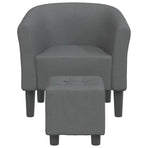 Tub Chair with Footstool Dark Grey Fabric