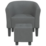 Tub Chair with Footstool Dark Grey Fabric - Side View