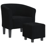 Tub Chair with Footstool Black Fabric