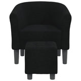 Tub Chair with Footstool Black Fabric