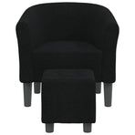 Tub Chair with Footstool Black Fabric