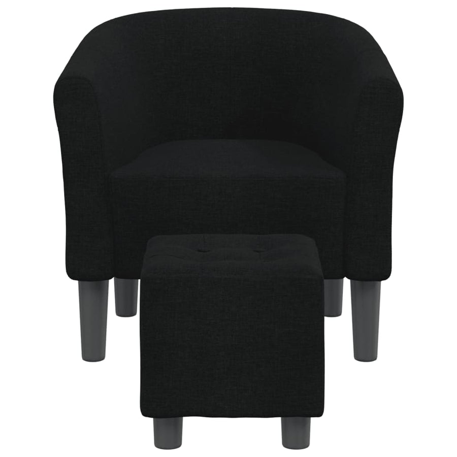 Tub Chair with Footstool Black Fabric