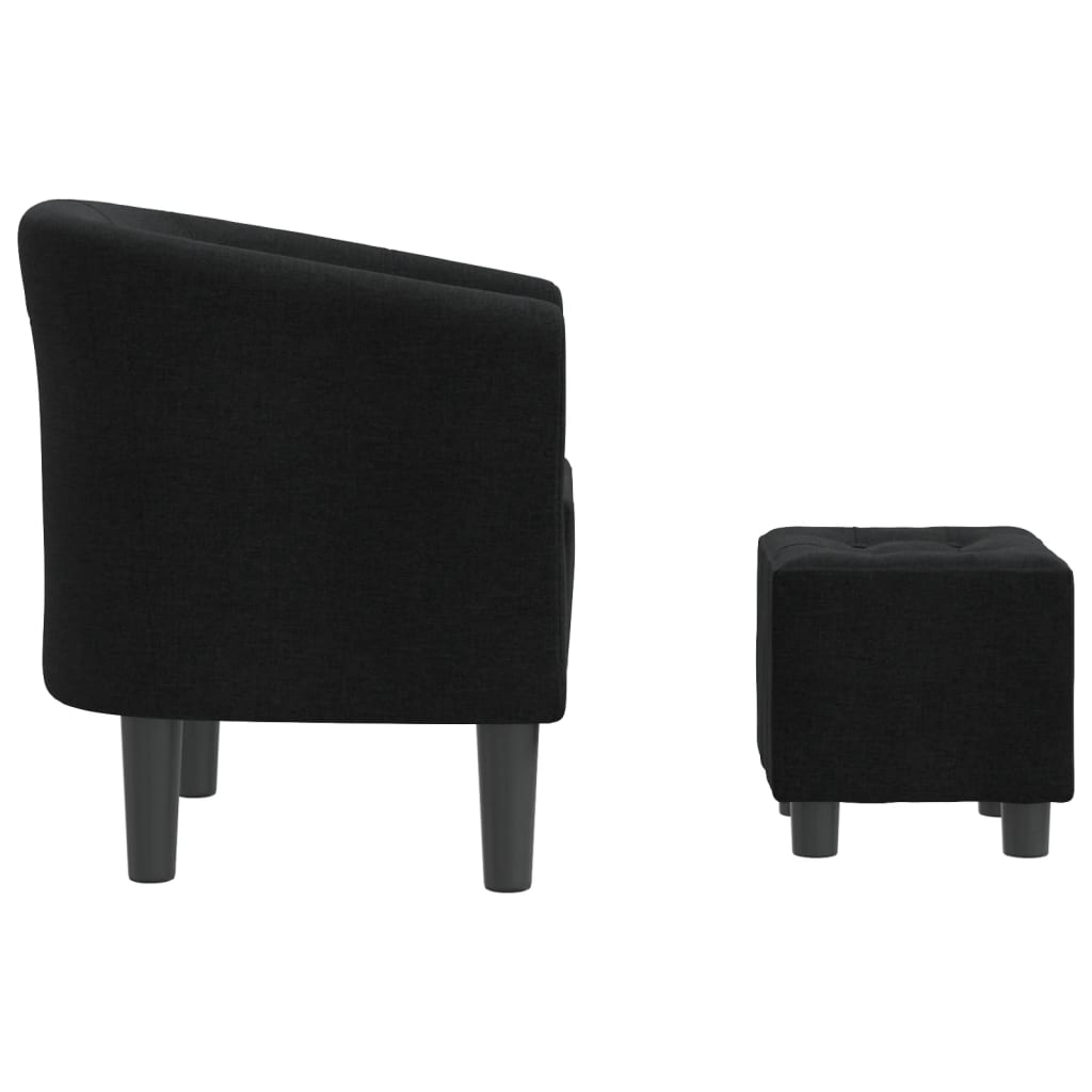 Tub Chair with Footstool Black Fabric