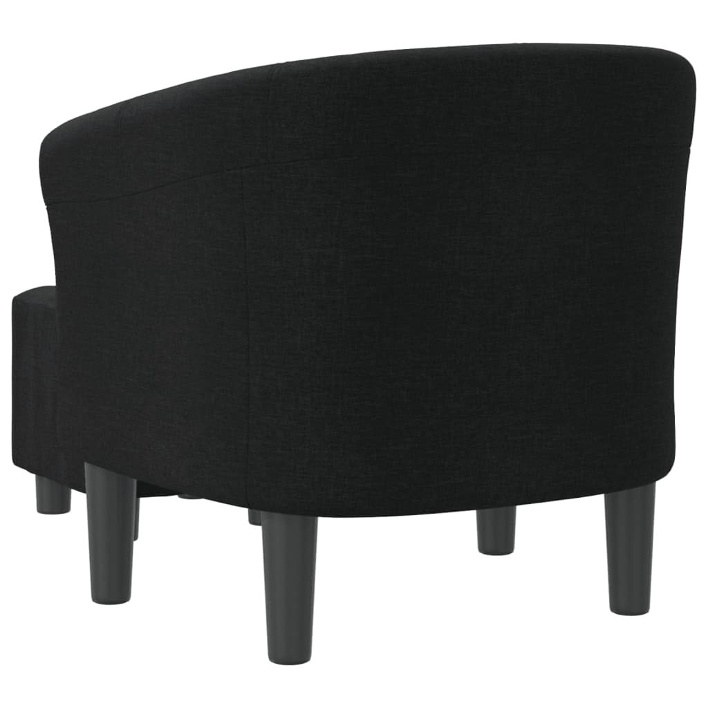 Tub Chair with Footstool Black Fabric