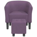 Tub Chair with Footstool Purple Fabric - Side View
