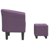 Tub Chair with Footstool Purple Fabric - Top-Down View