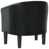 Tub Chair Black Faux Leather - 45-Degree Angle