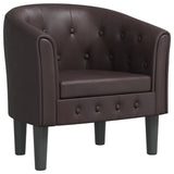 Tub Chair Brown Faux Leather - Front View