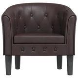 Tub Chair Brown Faux Leather - Side View