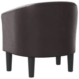 Tub Chair Brown Faux Leather - 45-Degree Angle