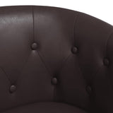 Tub Chair Brown Faux Leather - Rear View