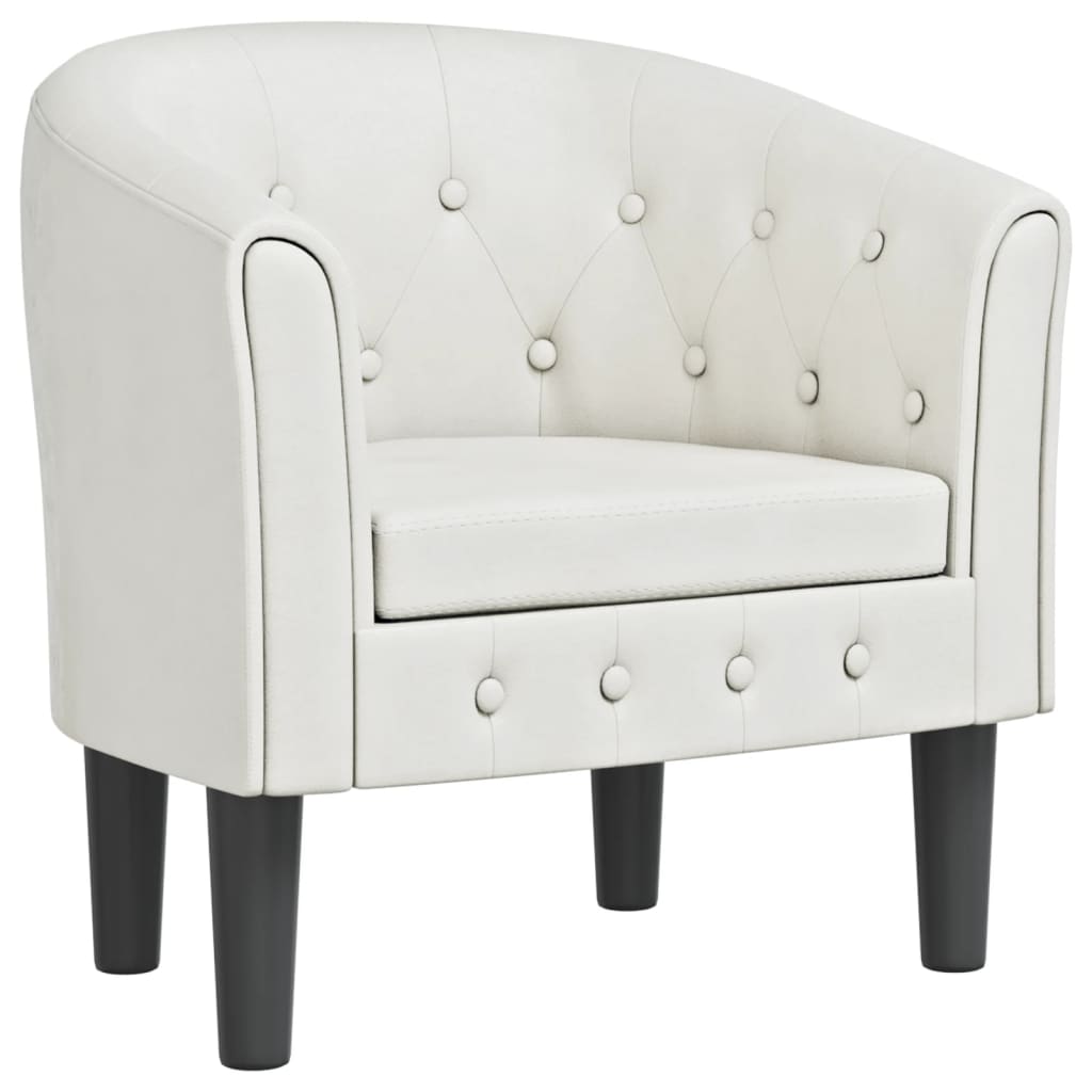 Tub Chair White Faux Leather