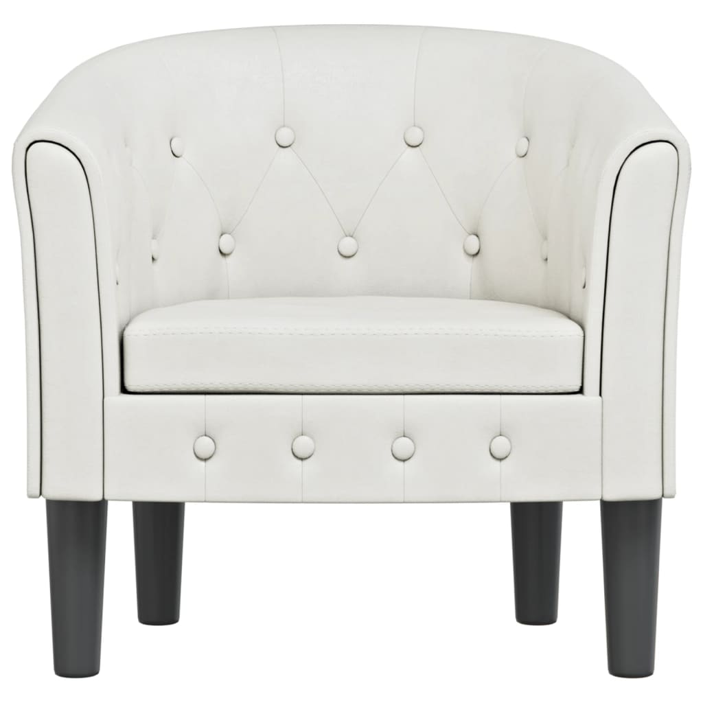 Tub Chair White Faux Leather