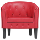 Tub Chair Red Faux Leather - Side View