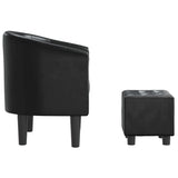 Tub Chair with Footstool Black Faux Leather - Top-Down View