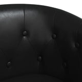 Tub Chair with Footstool Black Faux Leather