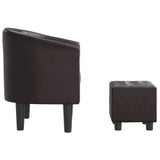 Tub Chair with Footstool Brown Faux Leather - Top-Down View