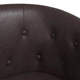 Tub Chair with Footstool Brown Faux Leather - Rear View