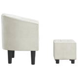 Tub Chair with Footstool White Faux Leather - Top-Down View
